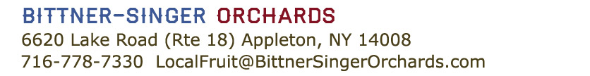 Bittner-Singer Orchards 6620 Lake Road, Appleton NY 14008, 716-778-7330